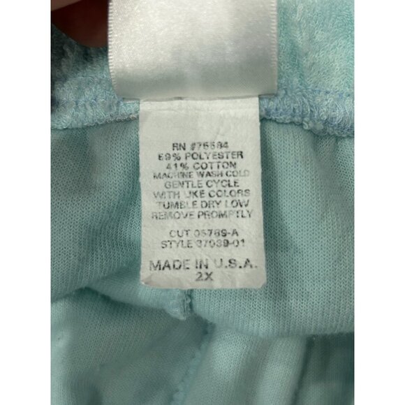 Silver Wear Light Blue Terrycloth Lounge Set Henley Top Elastic Waist Shorts - Picture 10 of 12